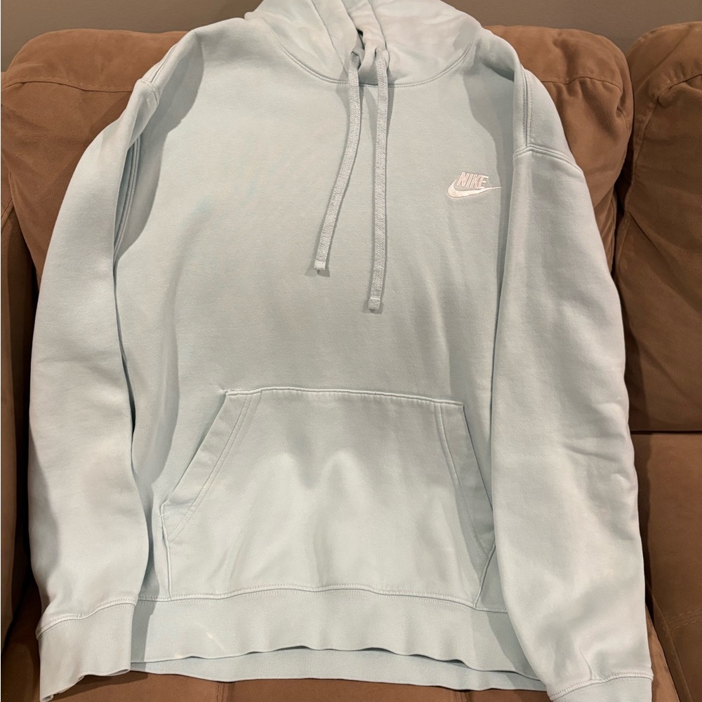 Nike Men's Light Blue Hoodie Sweater medium